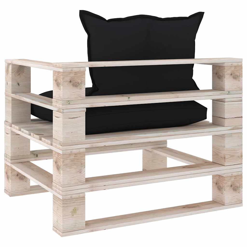 Set Divani da Giardino Pallet 5 pz con Cuscini in Legno di Pino