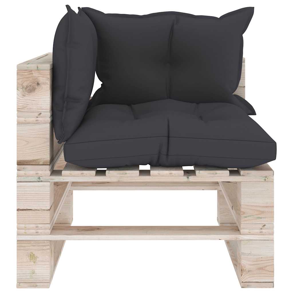 Set Divani da Giardino Pallet 5 pz con Cuscini in Legno di Pino