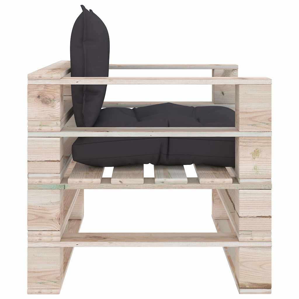 Set Divani da Giardino Pallet 5 pz con Cuscini in Legno di Pino