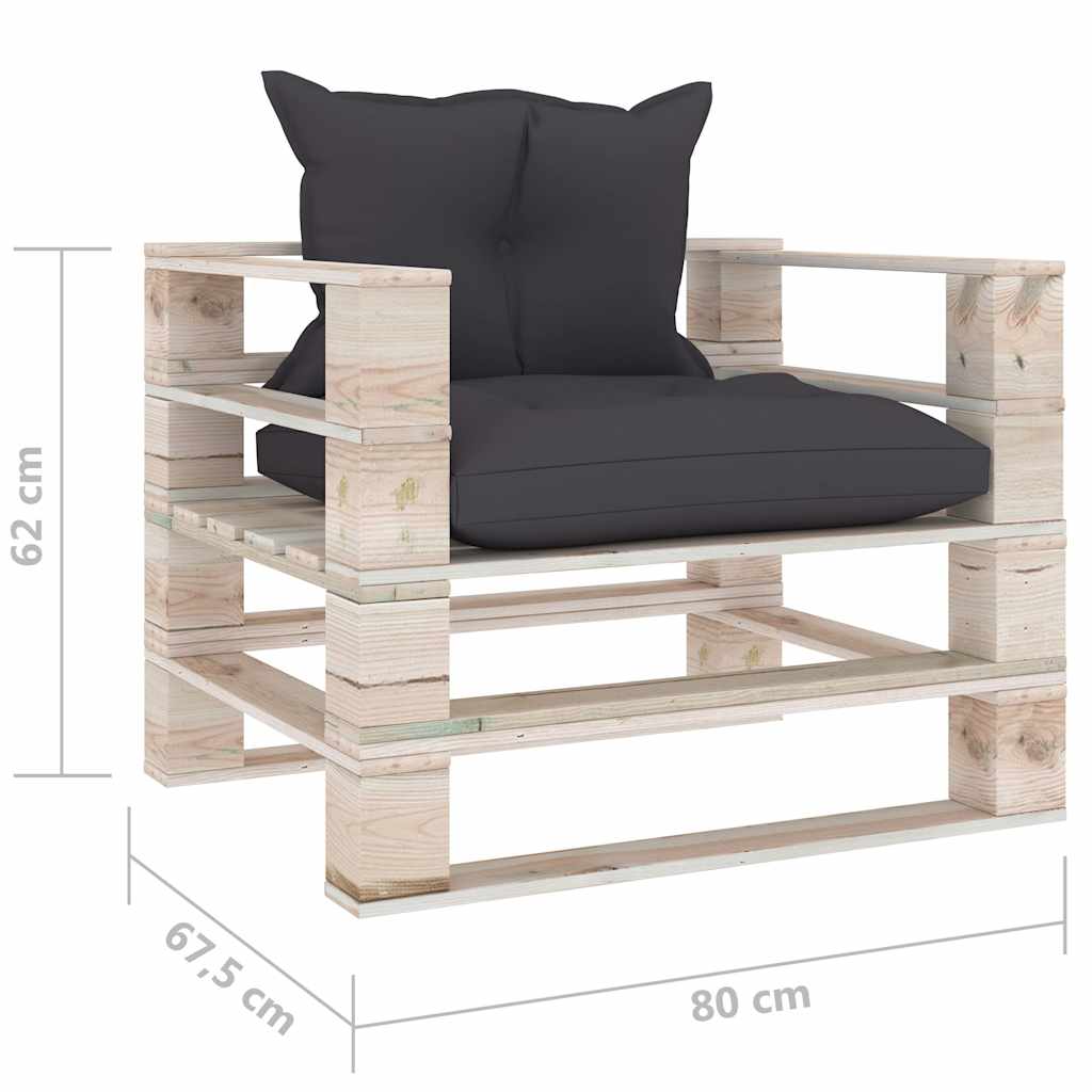 Set Divani da Giardino Pallet 5 pz con Cuscini in Legno di Pino
