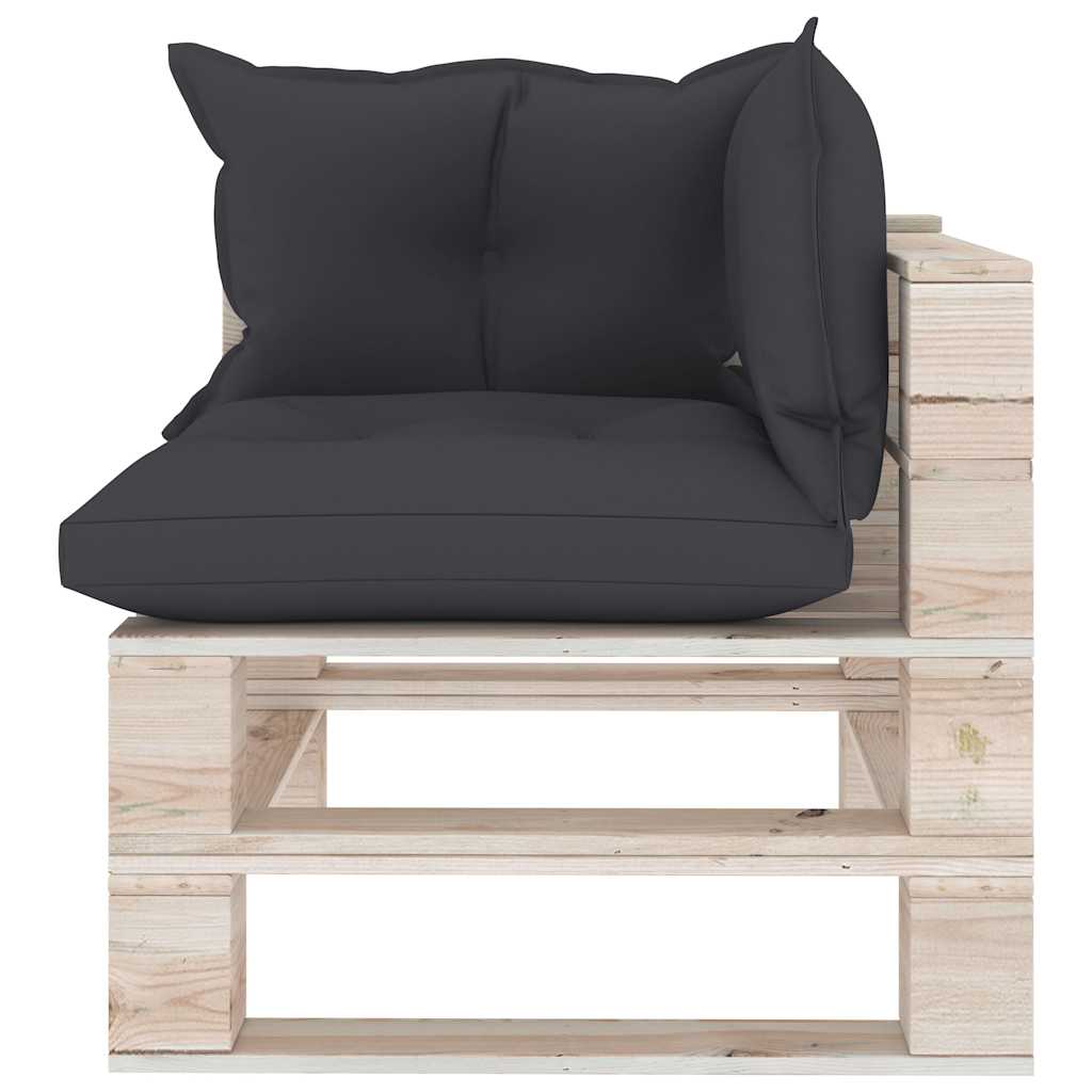 Set Divani da Giardino Pallet 5 pz con Cuscini in Legno di Pino