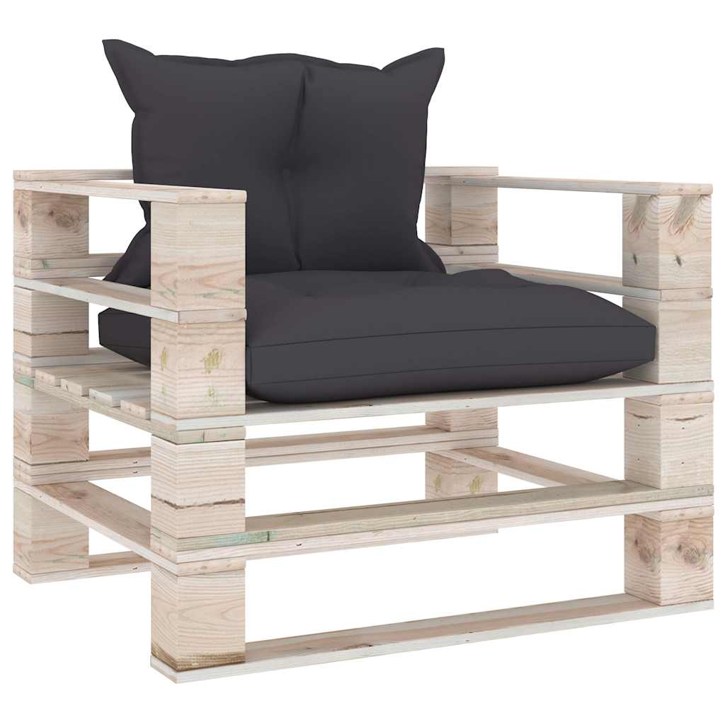 Set Divani da Giardino Pallet 5 pz con Cuscini in Legno di Pino