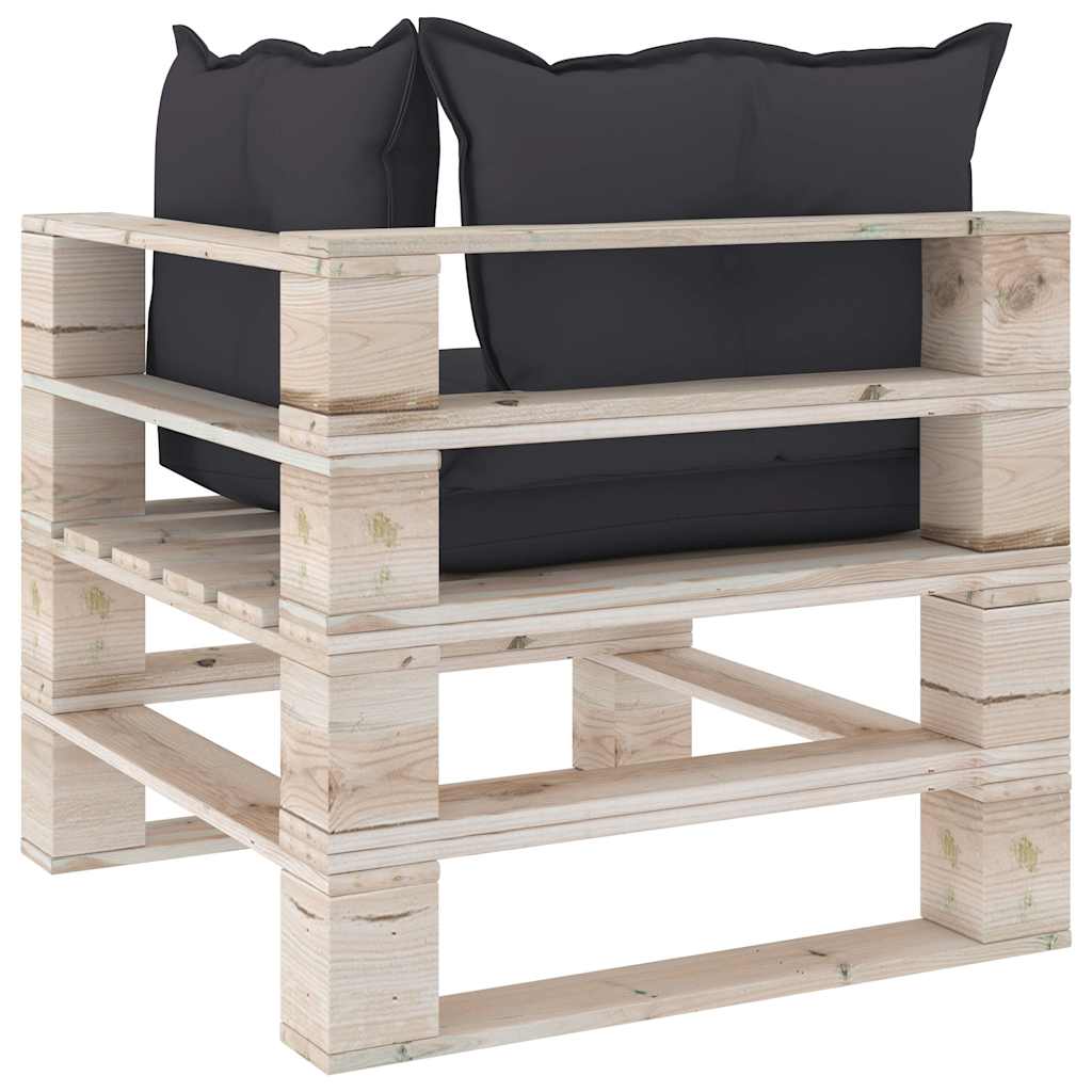 Set Divani da Giardino Pallet 5 pz con Cuscini in Legno di Pino