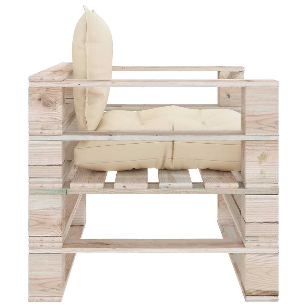Set Divani da Giardino Pallet 5 pz con Cuscini in Legno di Pino