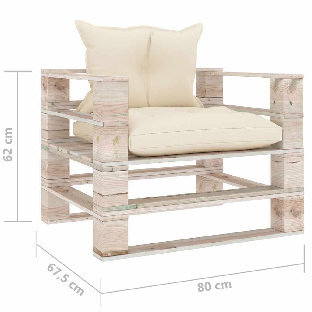 Set Divani da Giardino Pallet 5 pz con Cuscini in Legno di Pino