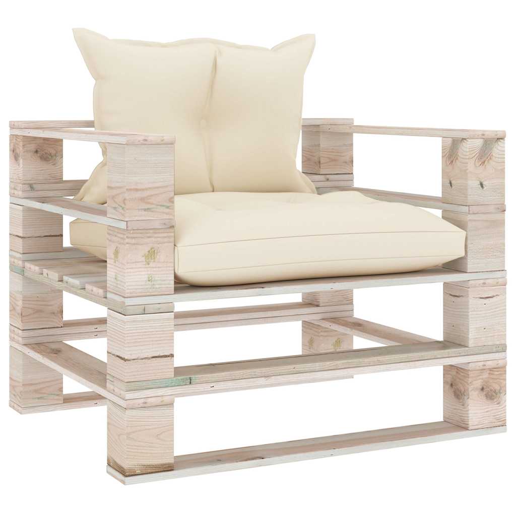 Set Divani da Giardino Pallet 5 pz con Cuscini in Legno di Pino