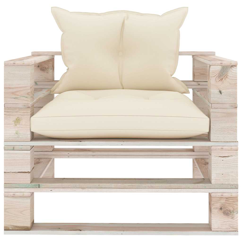 Set Divani da Giardino Pallet 5 pz con Cuscini in Legno di Pino