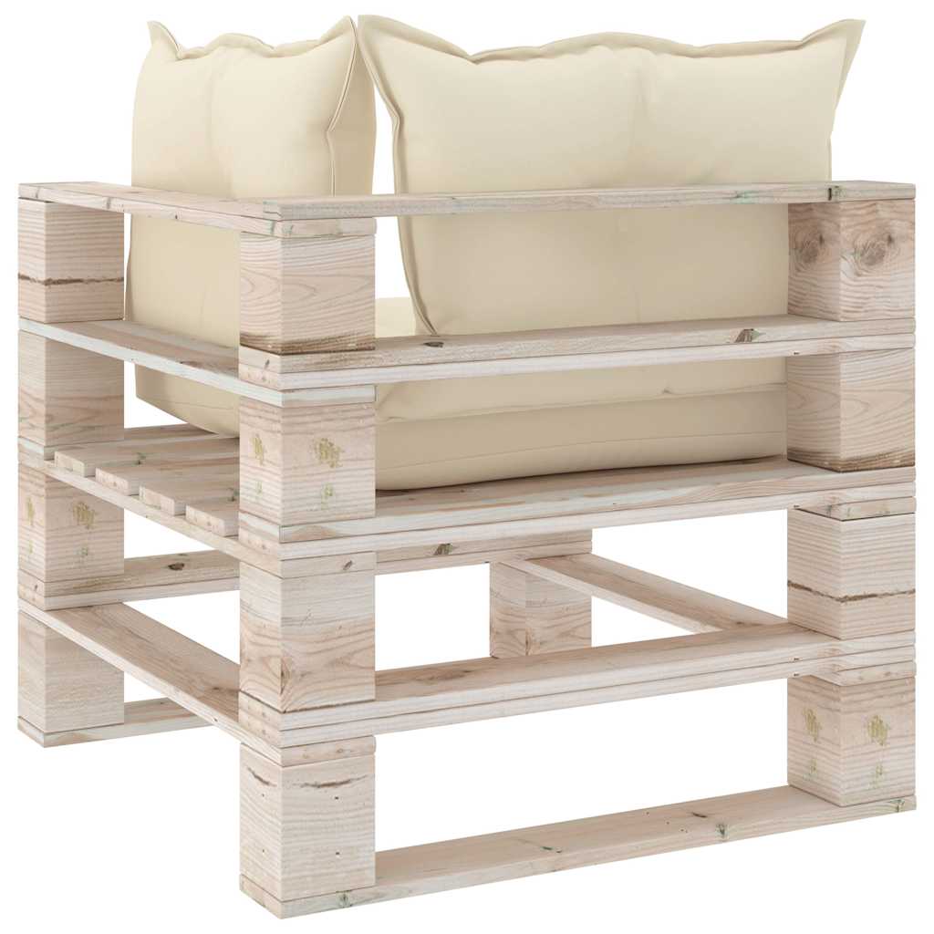 Set Divani da Giardino Pallet 5 pz con Cuscini in Legno di Pino