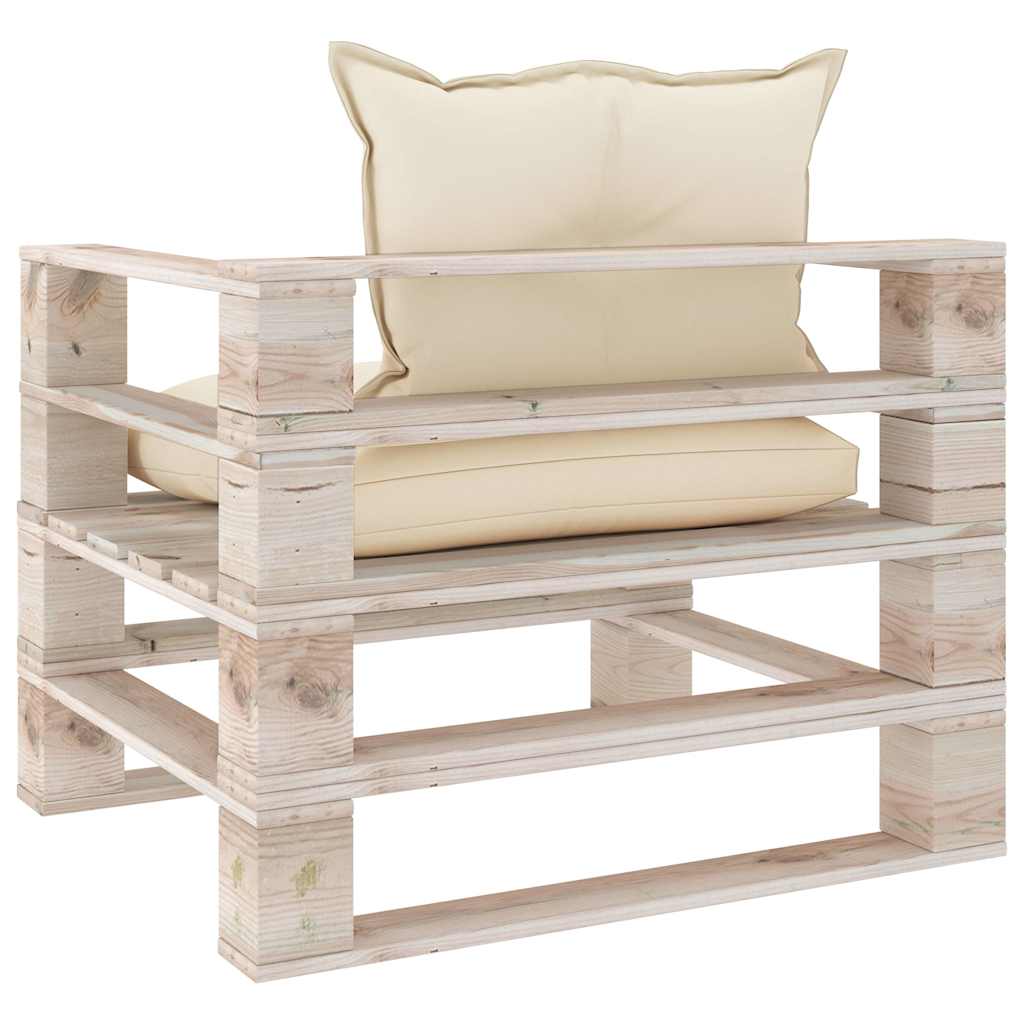 Set Divani da Giardino Pallet 5 pz con Cuscini in Legno di Pino