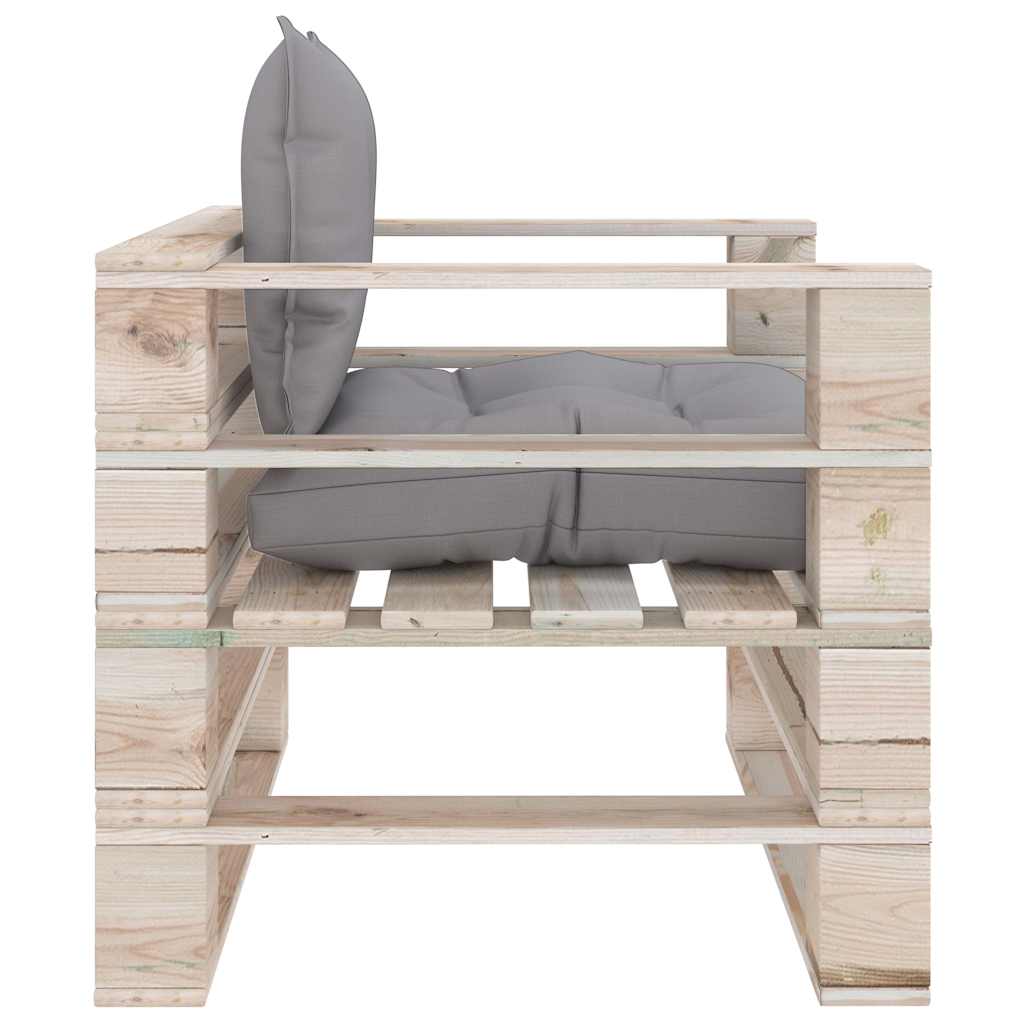 Set Divani da Giardino Pallet 5 pz con Cuscini in Legno di Pino