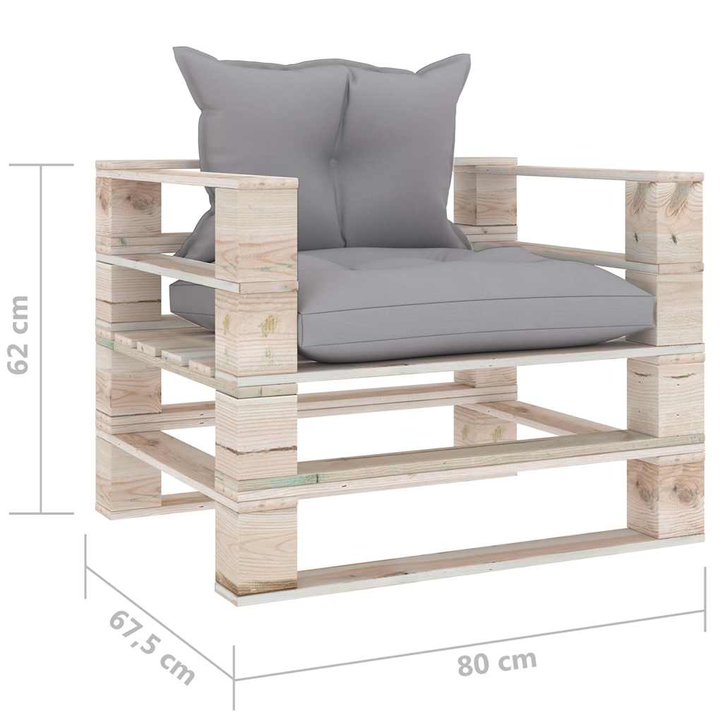 Set Divani da Giardino Pallet 5 pz con Cuscini in Legno di Pino