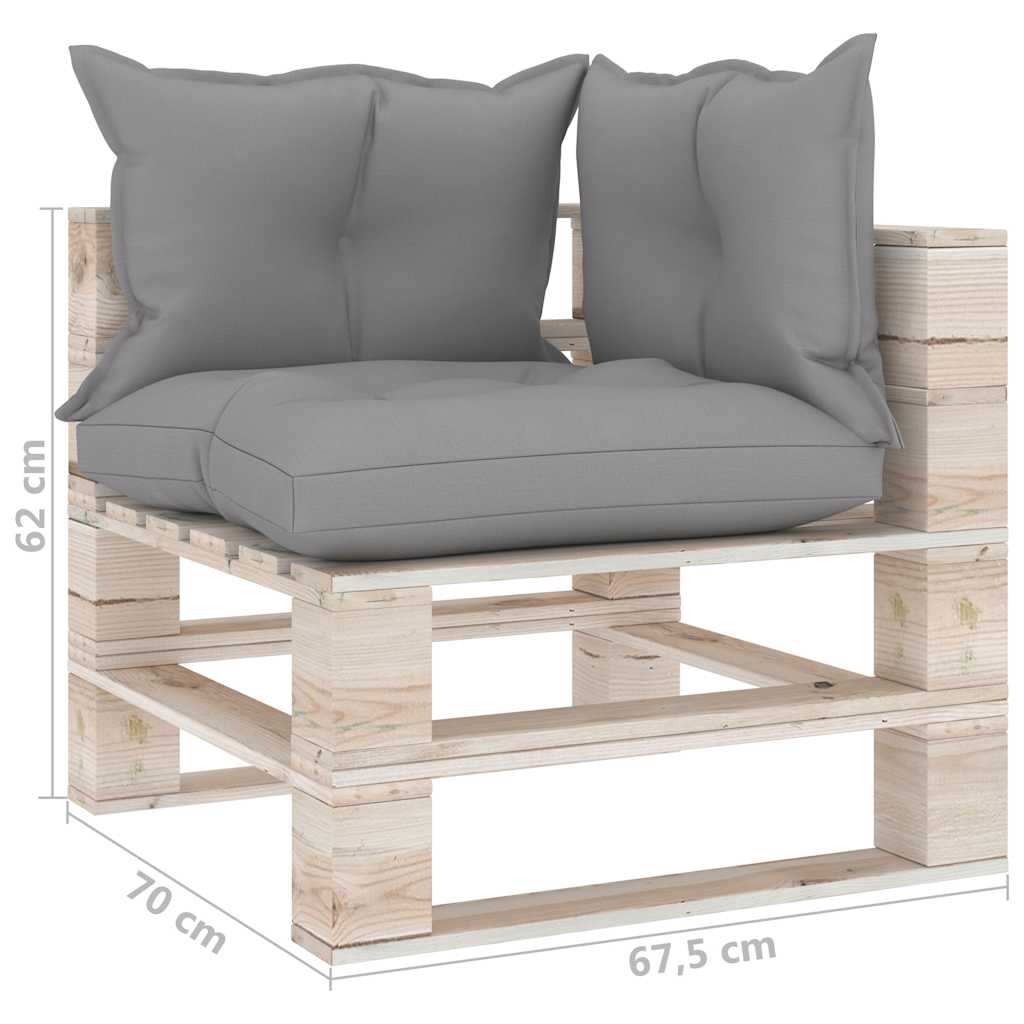 Set Divani da Giardino Pallet 5 pz con Cuscini in Legno di Pino
