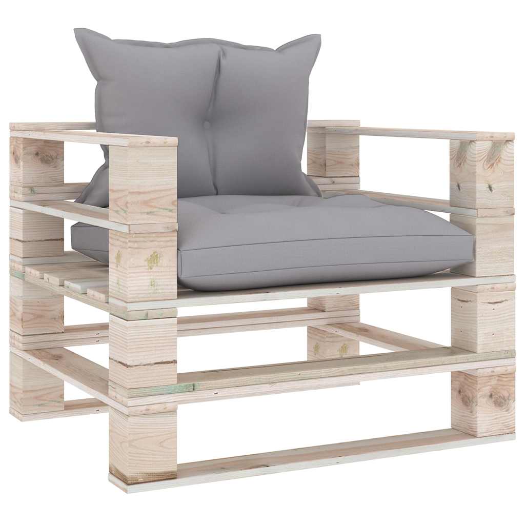Set Divani da Giardino Pallet 5 pz con Cuscini in Legno di Pino