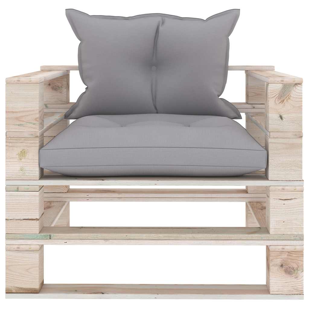 Set Divani da Giardino Pallet 5 pz con Cuscini in Legno di Pino