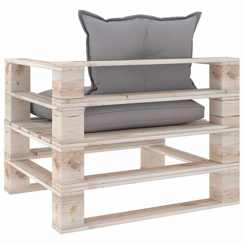 Set Divani da Giardino Pallet 5 pz con Cuscini in Legno di Pino