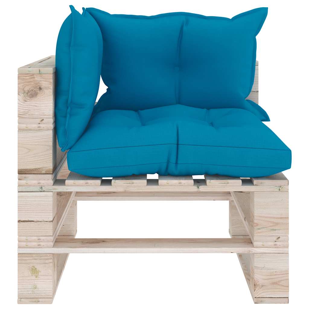 Set Divani da Giardino Pallet 5 pz con Cuscini in Legno di Pino