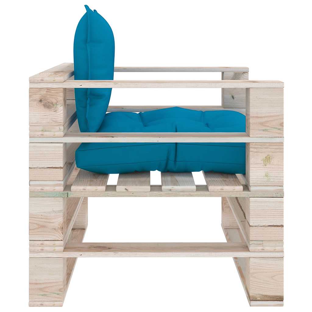 Set Divani da Giardino Pallet 5 pz con Cuscini in Legno di Pino