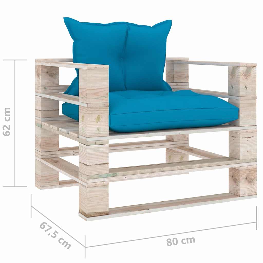 Set Divani da Giardino Pallet 5 pz con Cuscini in Legno di Pino