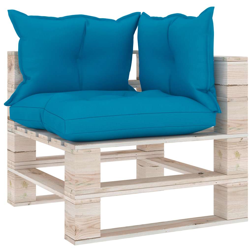 Set Divani da Giardino Pallet 5 pz con Cuscini in Legno di Pino