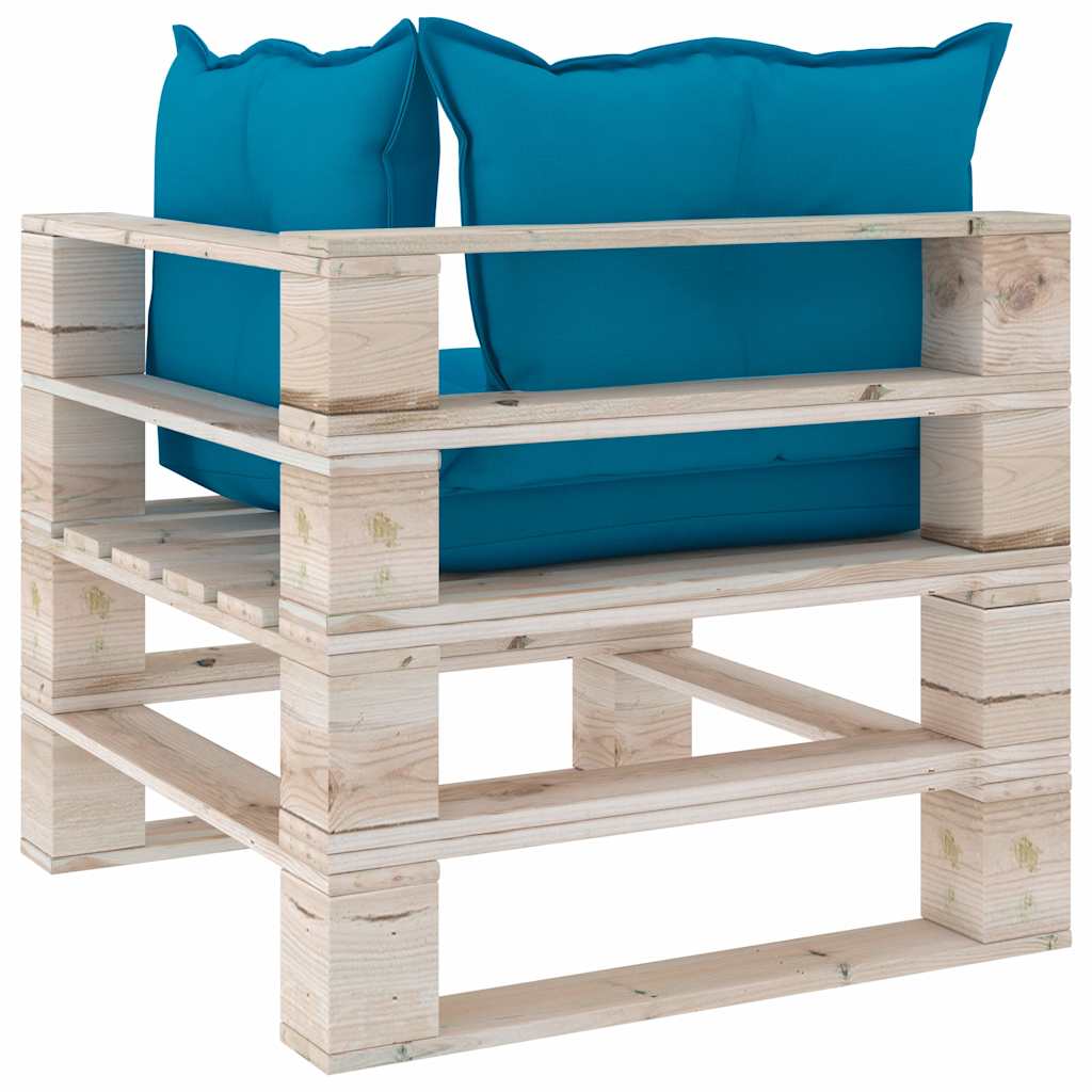 Set Divani da Giardino Pallet 5 pz con Cuscini in Legno di Pino