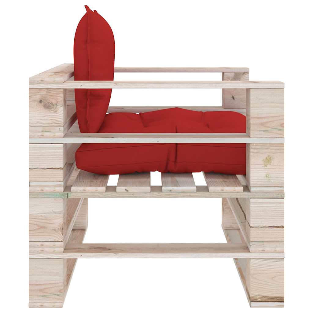 Set Divani da Giardino Pallet 5 pz con Cuscini in Legno di Pino