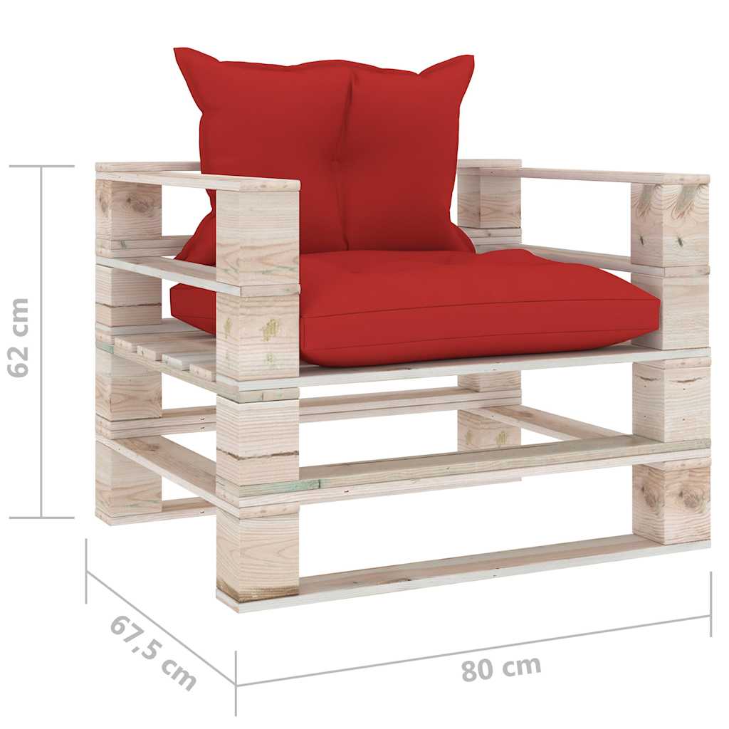 Set Divani da Giardino Pallet 5 pz con Cuscini in Legno di Pino