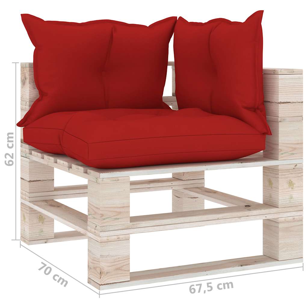 Set Divani da Giardino Pallet 5 pz con Cuscini in Legno di Pino