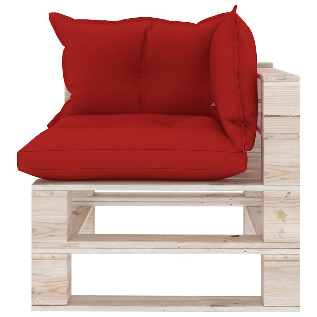 Set Divani da Giardino Pallet 5 pz con Cuscini in Legno di Pino