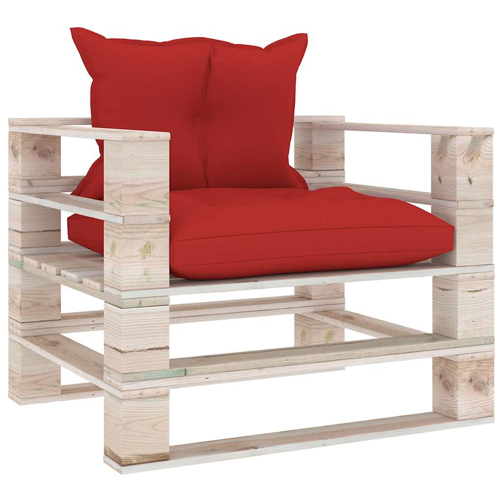 Set Divani da Giardino Pallet 5 pz con Cuscini in Legno di Pino