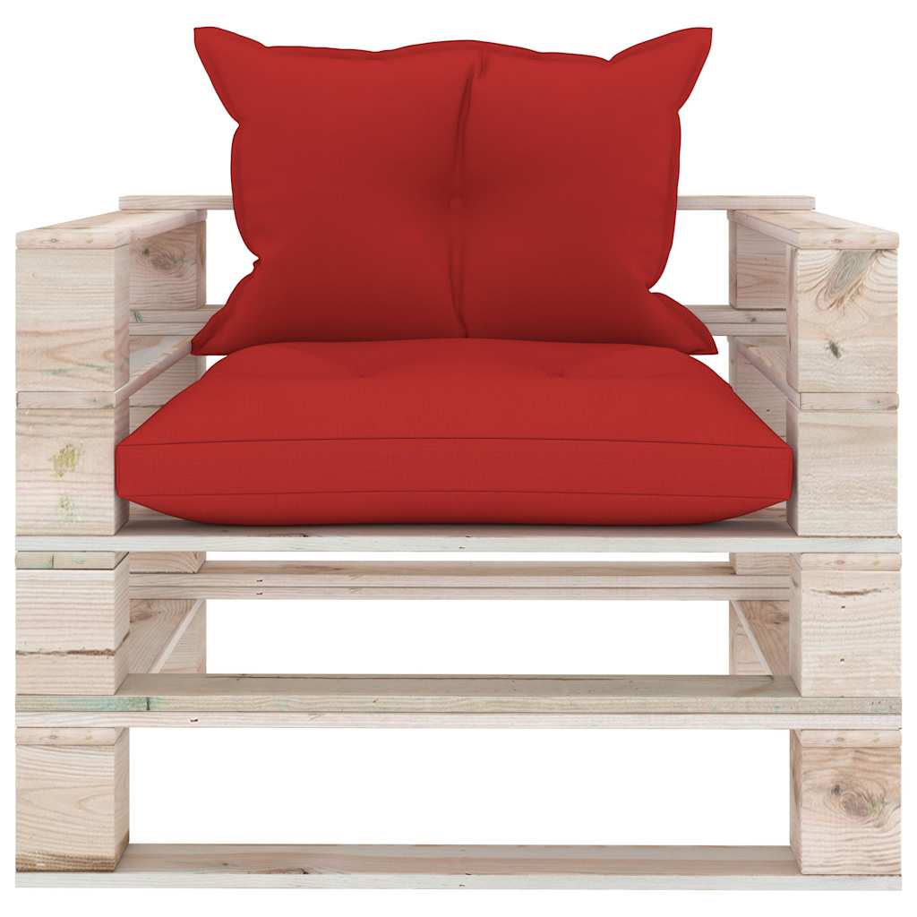 Set Divani da Giardino Pallet 5 pz con Cuscini in Legno di Pino