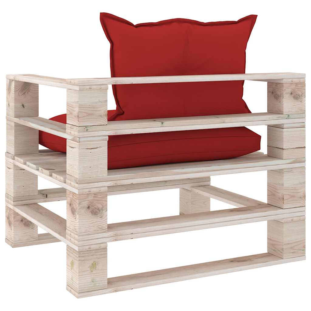 Set Divani da Giardino Pallet 5 pz con Cuscini in Legno di Pino