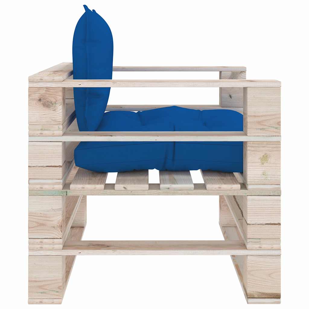 Set Divani da Giardino Pallet 5 pz con Cuscini in Legno di Pino