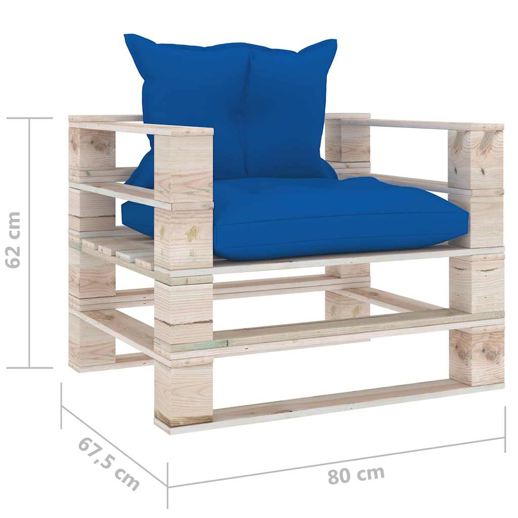 Set Divani da Giardino Pallet 5 pz con Cuscini in Legno di Pino