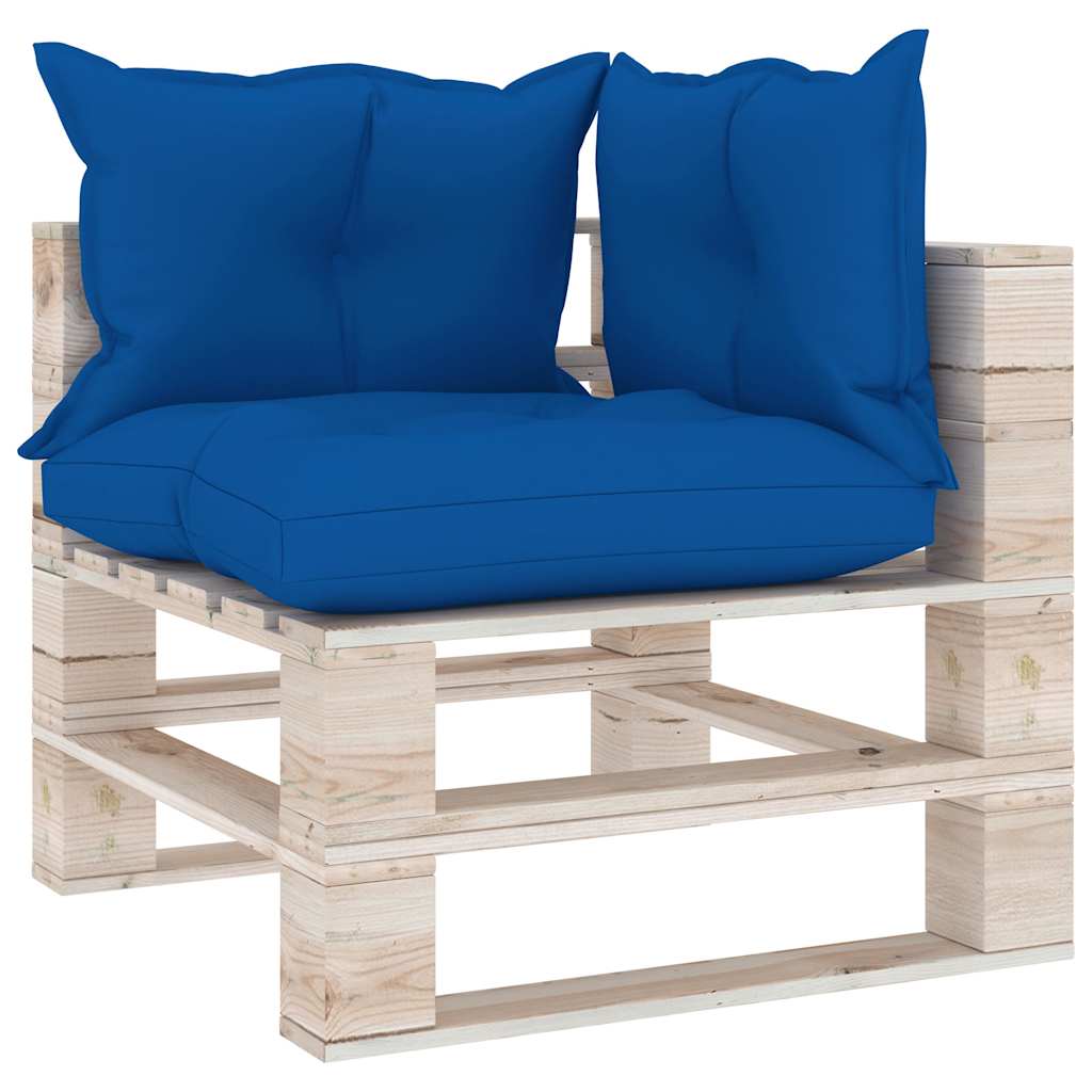 Set Divani da Giardino Pallet 5 pz con Cuscini in Legno di Pino