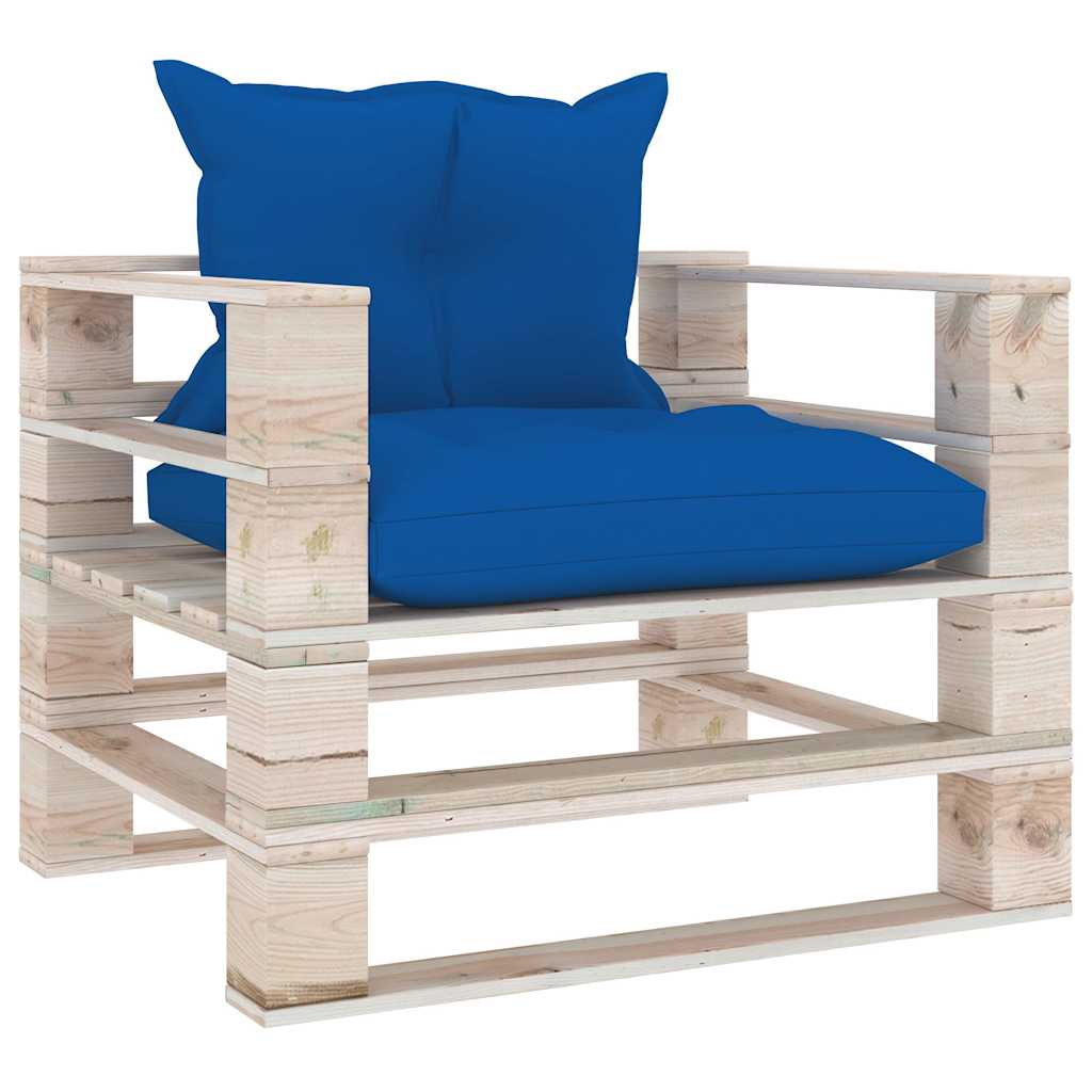 Set Divani da Giardino Pallet 5 pz con Cuscini in Legno di Pino