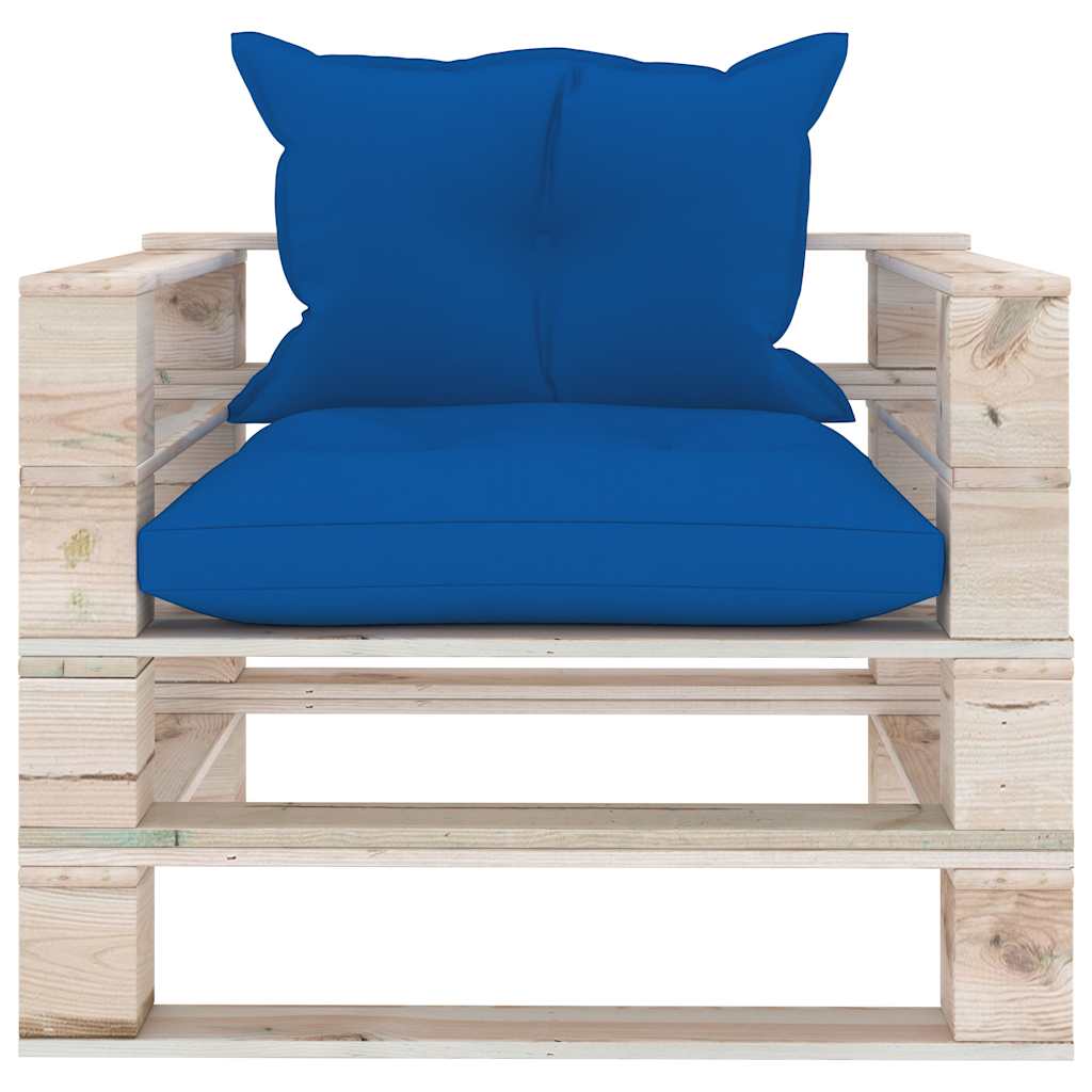 Set Divani da Giardino Pallet 5 pz con Cuscini in Legno di Pino