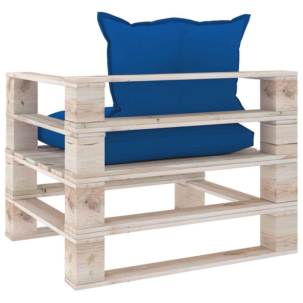 Set Divani da Giardino Pallet 5 pz con Cuscini in Legno di Pino