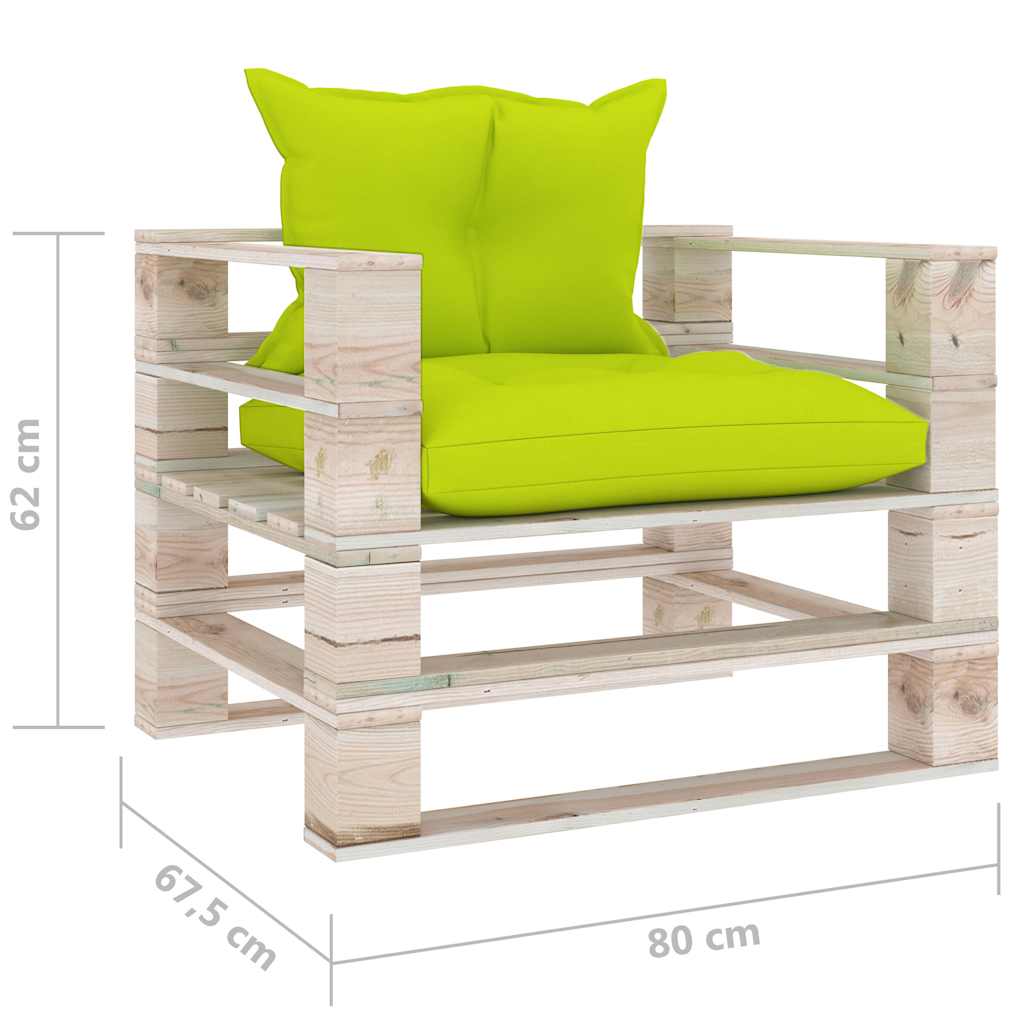 Set Divani da Giardino Pallet 5 pz con Cuscini in Legno di Pino