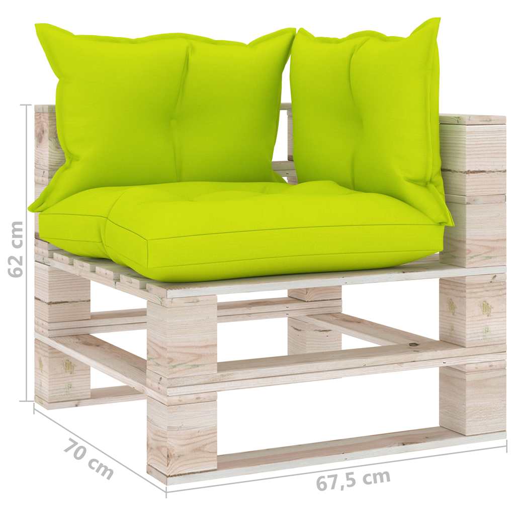 Set Divani da Giardino Pallet 5 pz con Cuscini in Legno di Pino