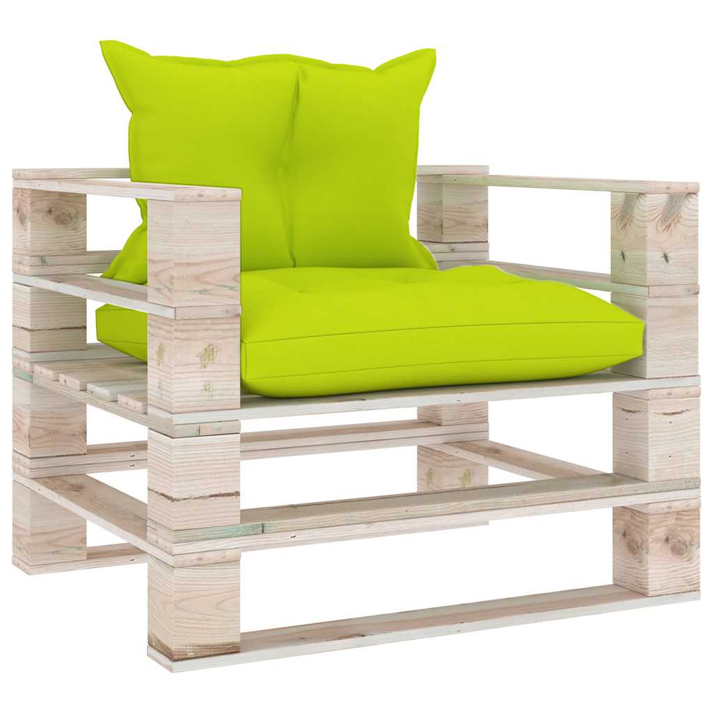 Set Divani da Giardino Pallet 5 pz con Cuscini in Legno di Pino