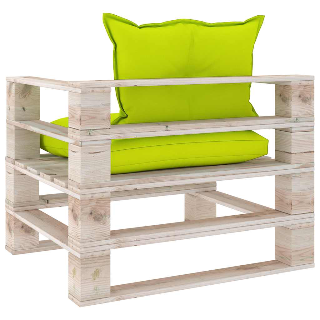 Set Divani da Giardino Pallet 5 pz con Cuscini in Legno di Pino