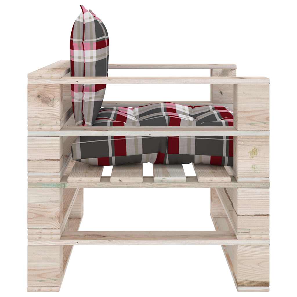 Set Divani da Giardino Pallet 5 pz con Cuscini in Legno di Pino