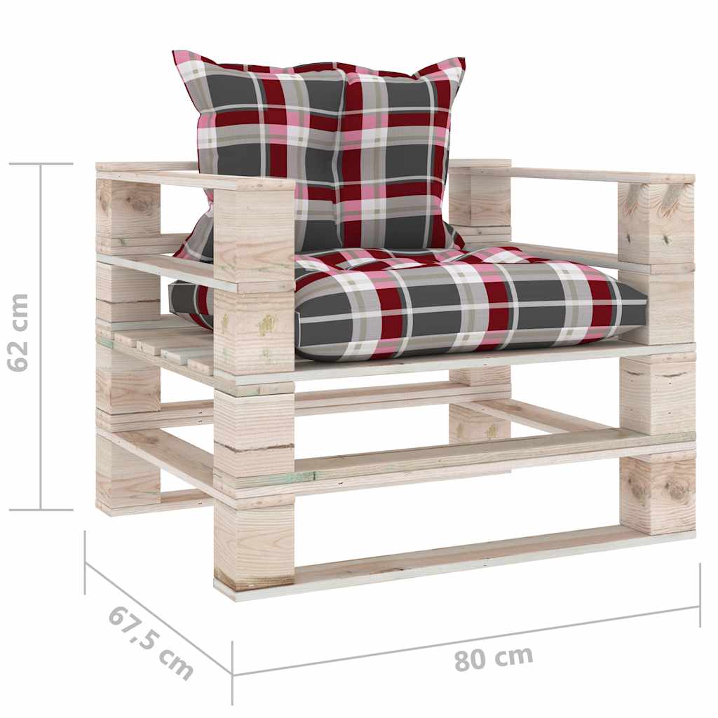 Set Divani da Giardino Pallet 5 pz con Cuscini in Legno di Pino