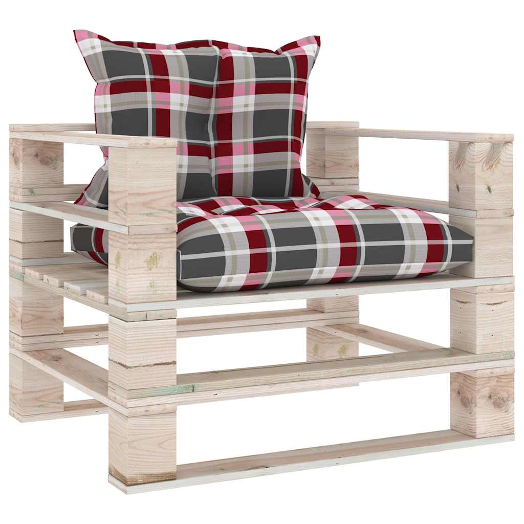 Set Divani da Giardino Pallet 5 pz con Cuscini in Legno di Pino
