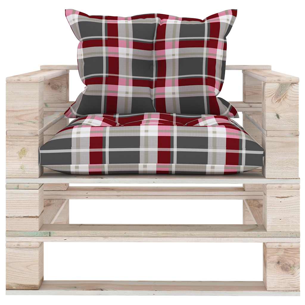 Set Divani da Giardino Pallet 5 pz con Cuscini in Legno di Pino