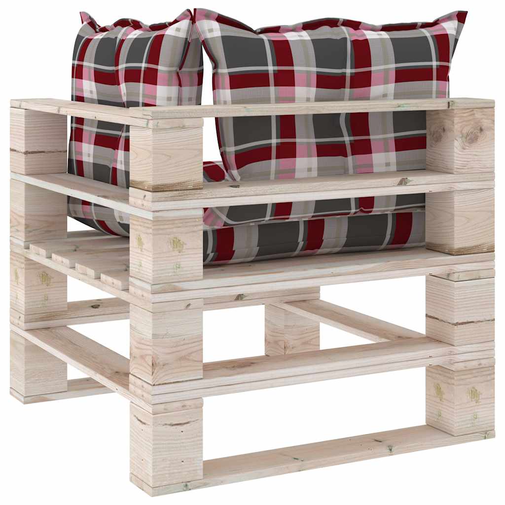 Set Divani da Giardino Pallet 5 pz con Cuscini in Legno di Pino