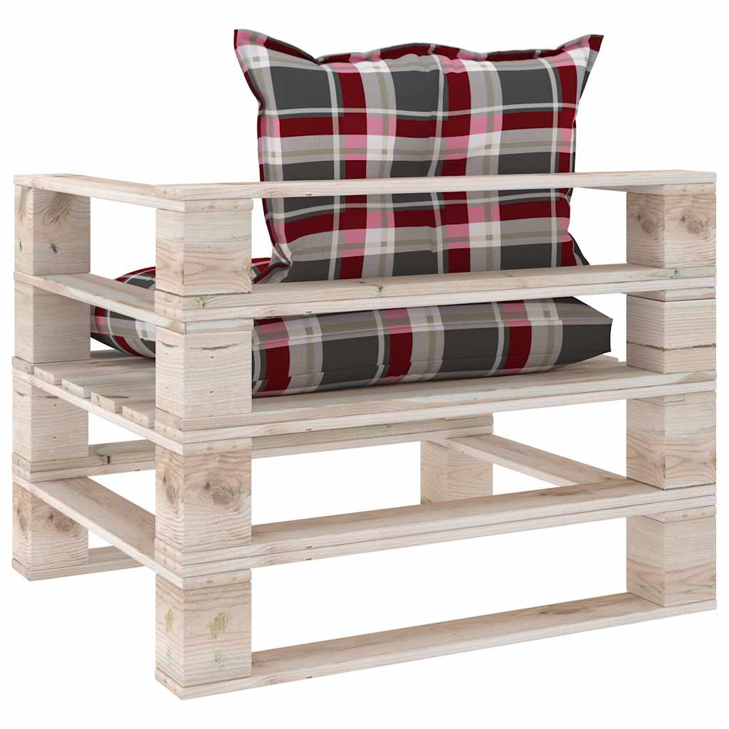 Set Divani da Giardino Pallet 5 pz con Cuscini in Legno di Pino