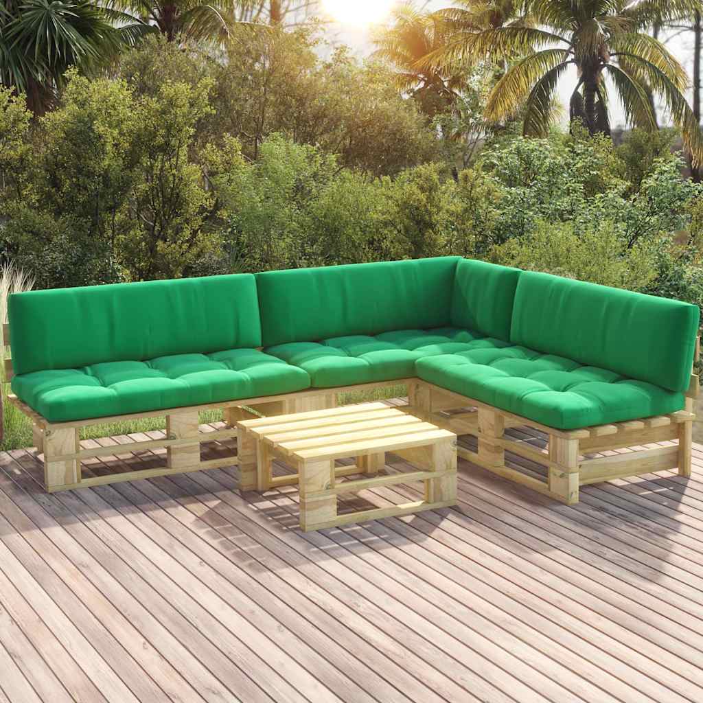 Set Divani in Pallet con Cuscini 4 pz in Pino Impregnato Verde