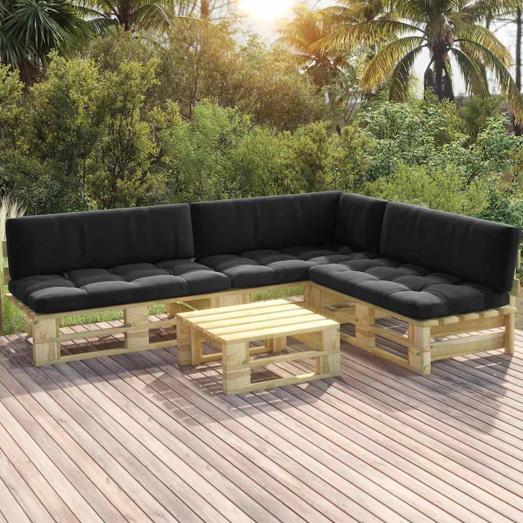Set Divani in Pallet con Cuscini 4 pz in Pino Impregnato Verde