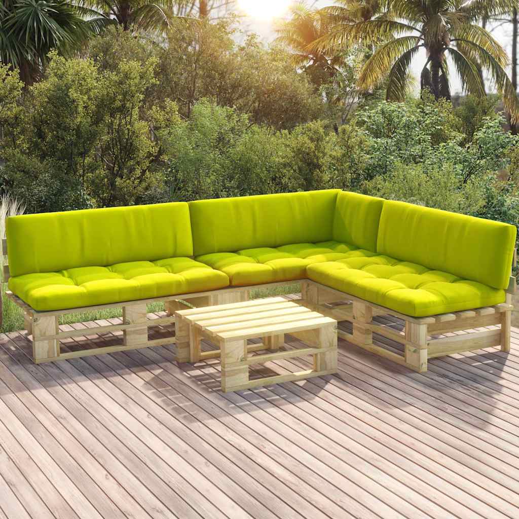 Set Divani in Pallet con Cuscini 4 pz in Pino Impregnato Verde
